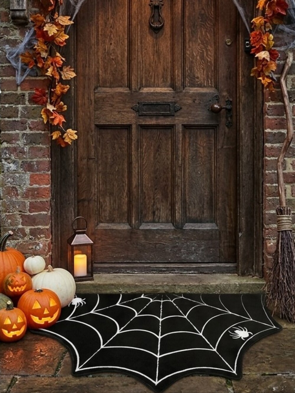 Halloween Spooky  Spiderweb Accent Door Mat